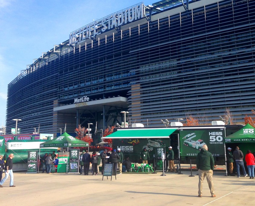 The mobile museum was far more than just an RV, with several external pieces set up at each stop. Pictured here at MetLife Stadium.